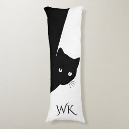 Sly Black Cat Monogram Kroppskudde