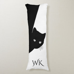 Sly Black Cat Monogram Kroppskudde