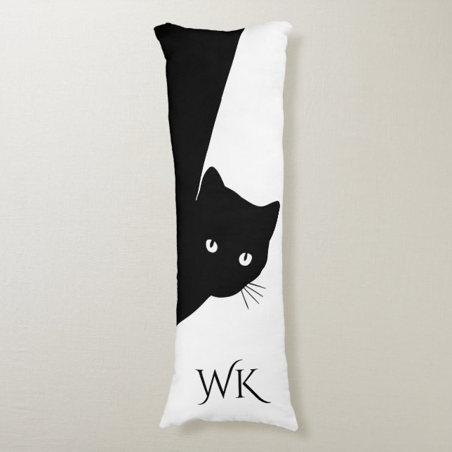 Sly Black Cat Monogram Kroppskudde (Framsidan Vertikal)