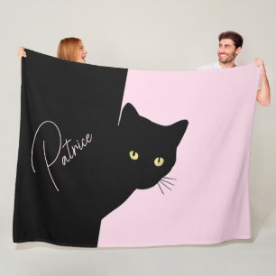 Sly Black Cat Pink Fleecefilt
