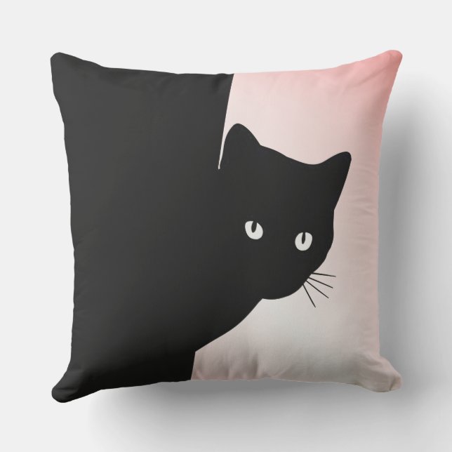 Sly Black Cat Pink Kudde (Baksida)