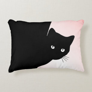Sly Black Cat Pink Prydnadskudde