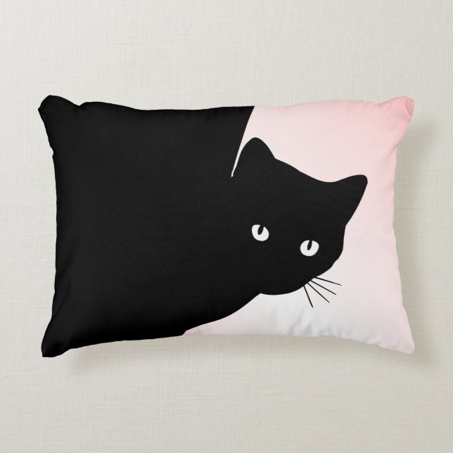 Sly Black Cat Pink Prydnadskudde (Framsidan)