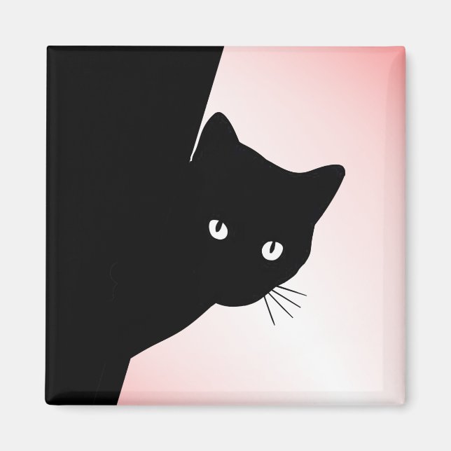 Sly Black Cat Rosa Magnet (Framsidan)