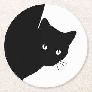Sly Black Cat Underlägg Papper Rund