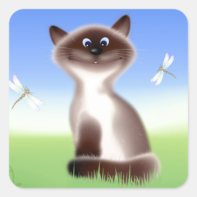 Sly Cat Fyrkantigt Klistermärke (Framsida)