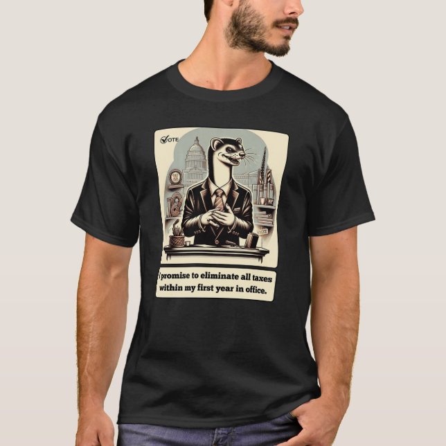 Sly Deals: Crafty Weasel Politikar T Shirt (Framsida)