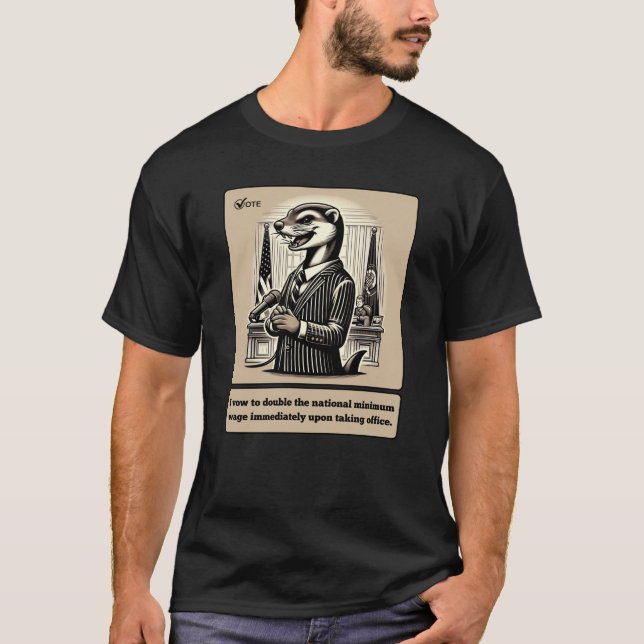 Sly Deals: Crafty Weasel Politikar T Shirt (Framsida)