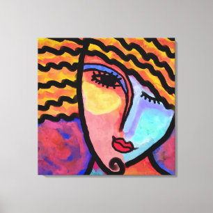 Sly Flin Abstrakt Digital Painting of a Women Canvastryck