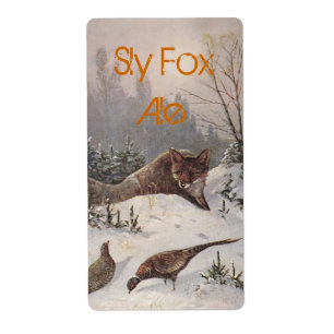 Sly Fox-etikett Homebrewing-ölet Home flaska Fraktsedel