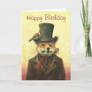 Sly Fox- och Goldfinch-Hälsning-kort Tack Kort
