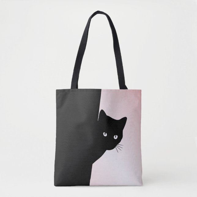 Sly Svart Katt Rosa Tygkasse (Framsida)