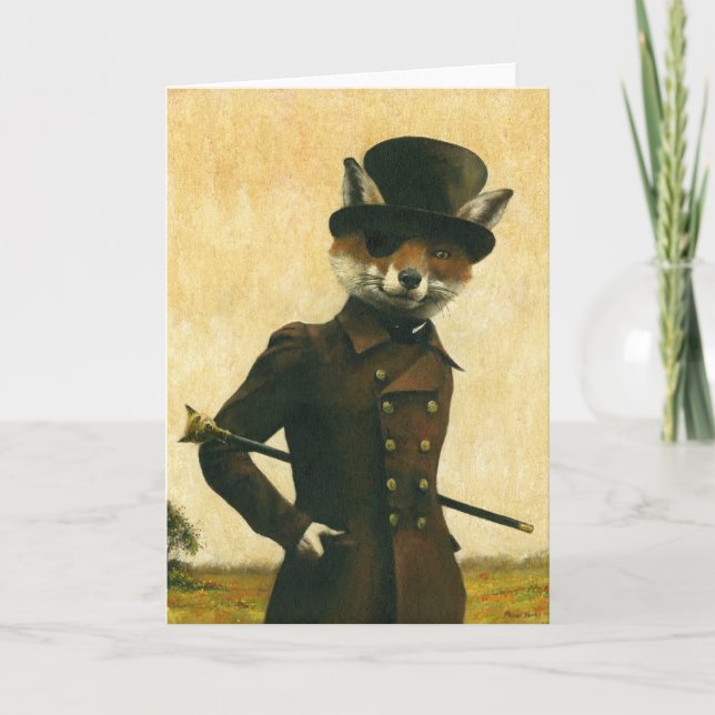 Sly Victorian Fox Hälsning Card Kort (Framsida)