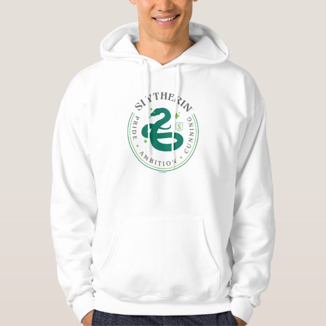 SLYTHERIN™ Green Snake House Pride Badge Hoodie (Framsida)