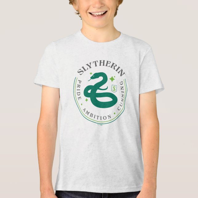 SLYTHERIN™ Green Snake House Pride Badge T Shirt (Framsida)