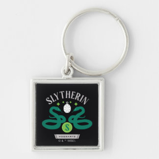 SLYTHERIN™ House Dubbla Snake Locket Graphic Fyrkantig Silverfärgad Nyckelring