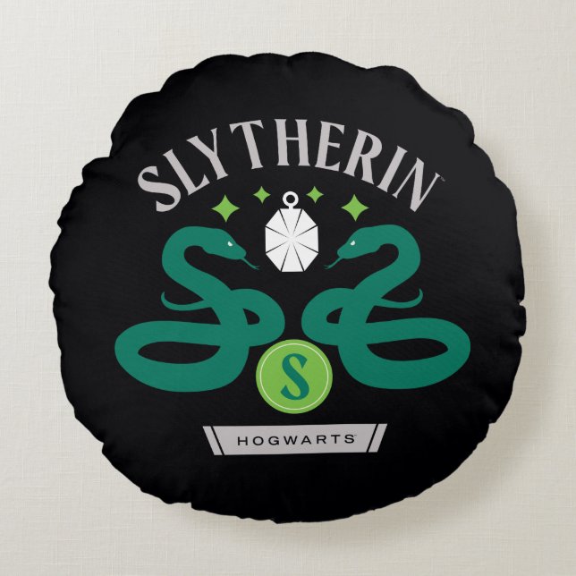 SLYTHERIN™ House Dubbla Snake Locket Graphic Rund Kudde (Framsidan)