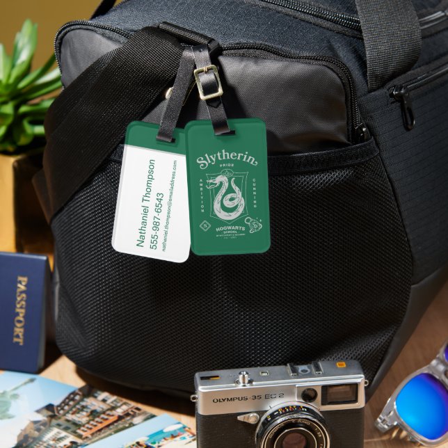 SLYTHERIN™ Stolthet Ambition Listighet Vapenmärke Bagagebricka (Fram & Baksida)