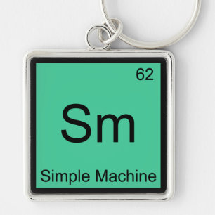 Sm - Enkel maskin Kemiskt elementsymbol T-shirt Fyrkantig Silverfärgad Nyckelring