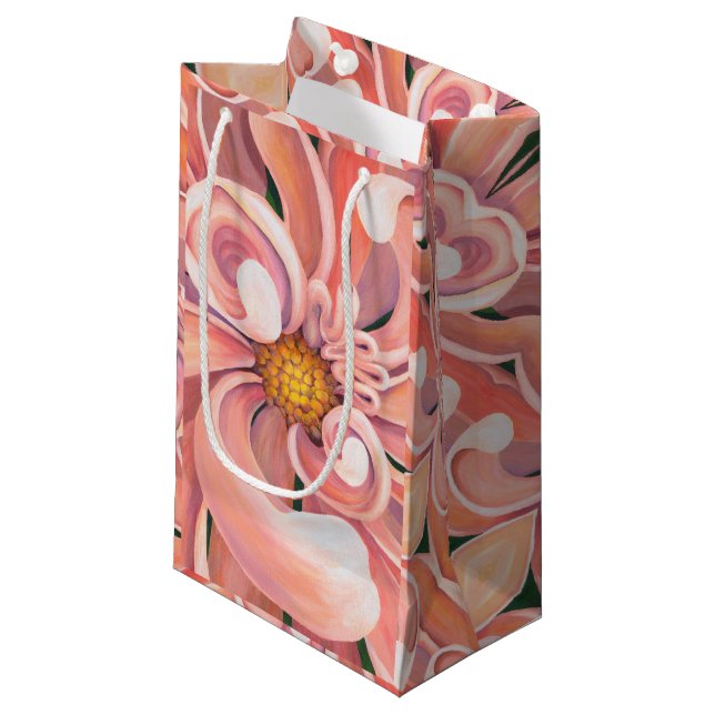 Sm Gift Bag Peach Dahlia (Framsidan Vinklad)