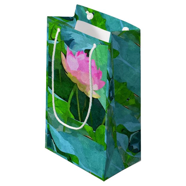 Sm Gift Bag Rosa Lotus Abstrakt (Framsidan Vinklad)