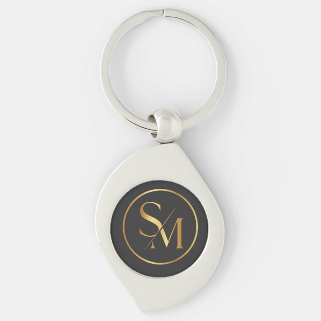 SM Minimalistisk Modern Design Swirl Silverfärgad Nyckelring (Framsidan)