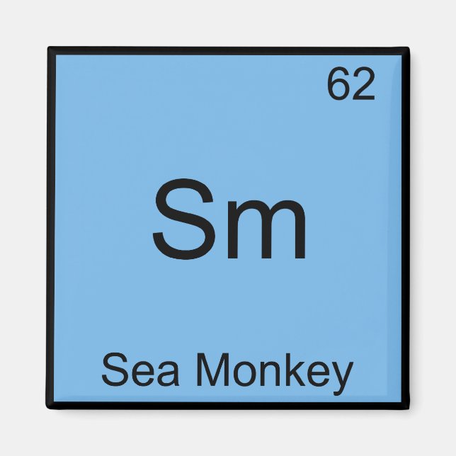 Sm - Sea Monkey Rolig T-Shirt med Kemiskt Elements Magnet (Framsidan)