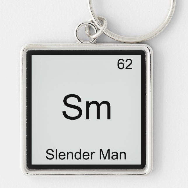 Sm - Smalman Roligt Kemiskt Element Symbol Fyrkantig Silverfärgad Nyckelring (Framsidan)