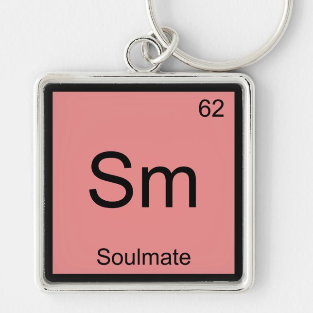 Sm - Soulmate Funny Chemistry Inslag Symbol Tee Fyrkantig Silverfärgad Nyckelring (Framsidan)