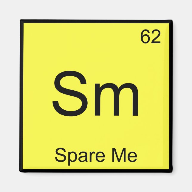 Sm - Spara Mig Kemiskt Elemente Symbol Bowling Trö Magnet (Framsidan)
