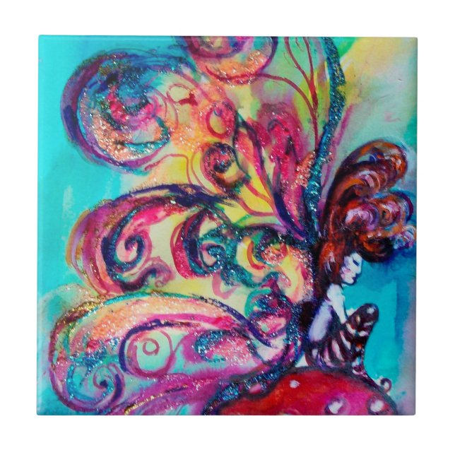 SMÅ ÄLF AV MUSHROOMER KAKELPLATTA (Framsidan)