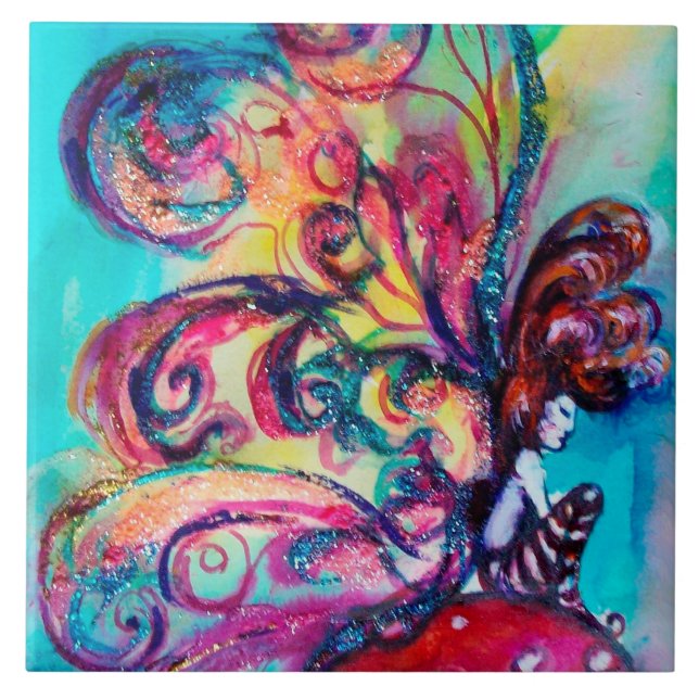 SMÅ ÄLF AV MUSHROOMER KAKELPLATTA (Framsidan)