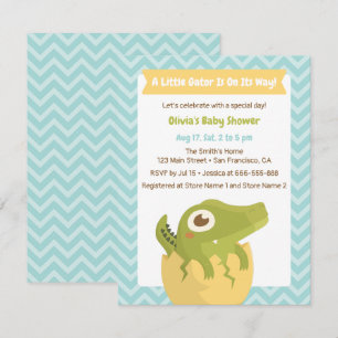 Små Alligator i Ägg Baby Shower Inbjudningar