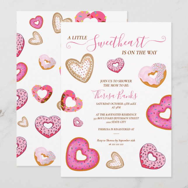 Små älsklingar valentines donuts inbjudningar (Fram/baksida)