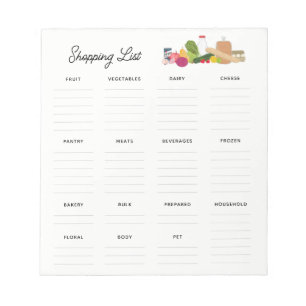 Små Anteckningsblocket Livsmedel Shopping Editable Anteckningsblock