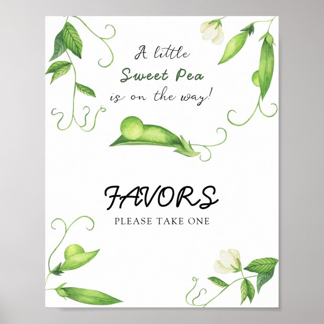 Små ärtor baby shower presenter poster (Framsidan)