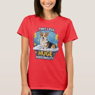 Små ben enorm personlighet – Rollig Corgi T-shirt