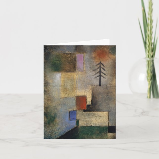 Små Bild i Fir Träd av Paul Klee Tack Kort (Framsida)
