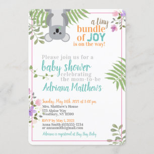 Små bitar av Joy Forest Blommigt Baby Shower Inbjudningar