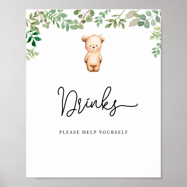 Små björnar Drinks hjälper dig själv Poster (Framsidan)
