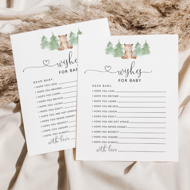 Små björnskogar önskemål för baby-kort (Skapare uppladdad)