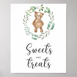 små björnsvets och behandlingar poster babydusch