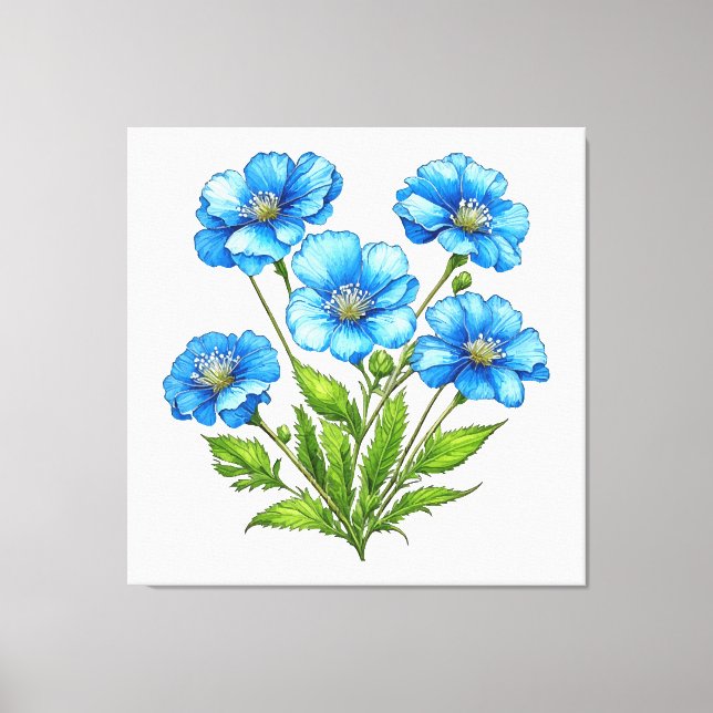 Små Blå Blommor Canvastryck (Framsida)