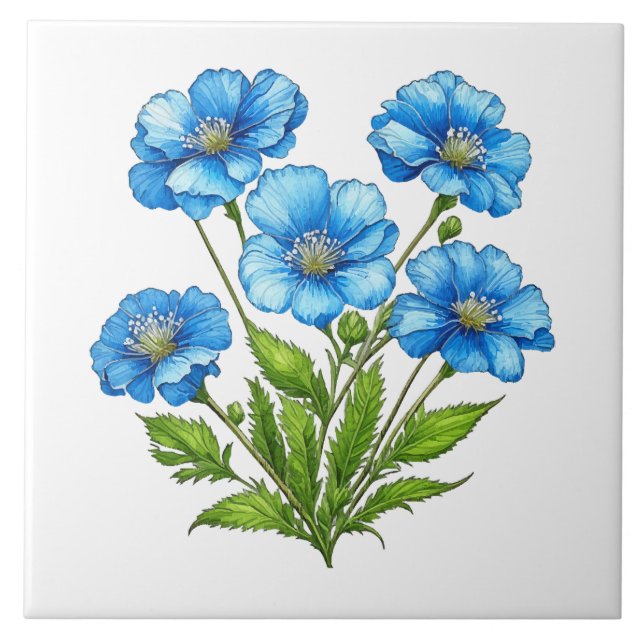 Små Blå Blommor Kakelplatta (Framsidan)