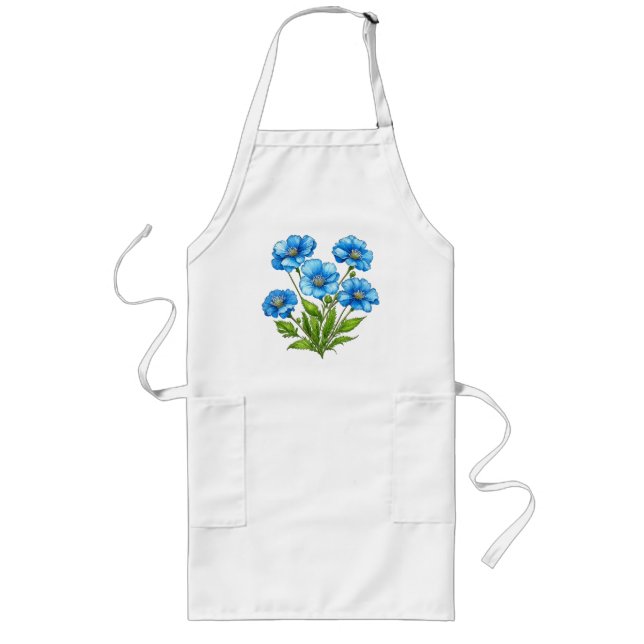 Små Blå Blommor Långt Förkläde (Framsidan)