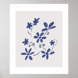 Små Blå Romantiska Blommor Poster