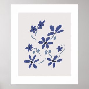 Små Blå Romantiska Blommor Poster