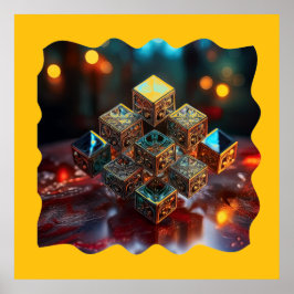 Små block med geometrisk design staplad upp poster