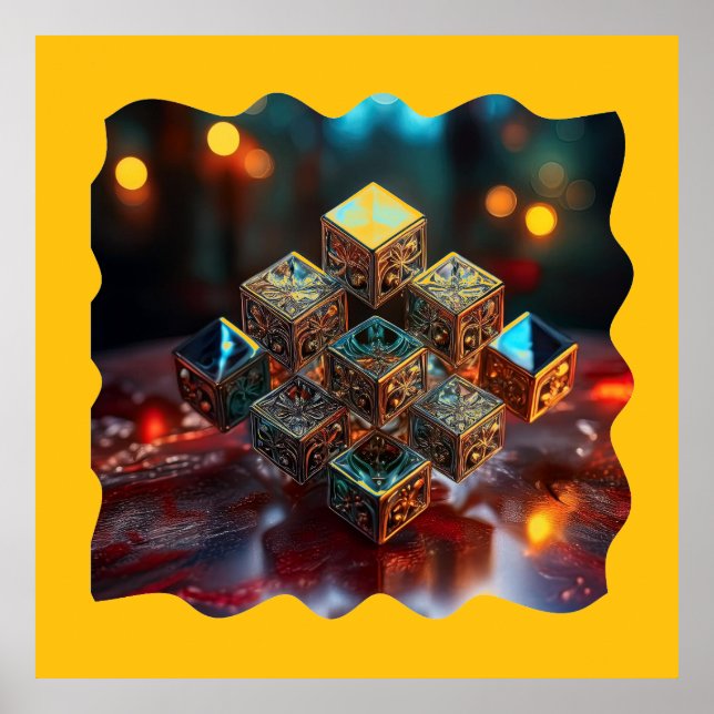 Små block med geometrisk design staplad upp poster (Framsidan)