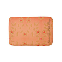 Små Blommigtar med persikor i rött Badrumsmatta